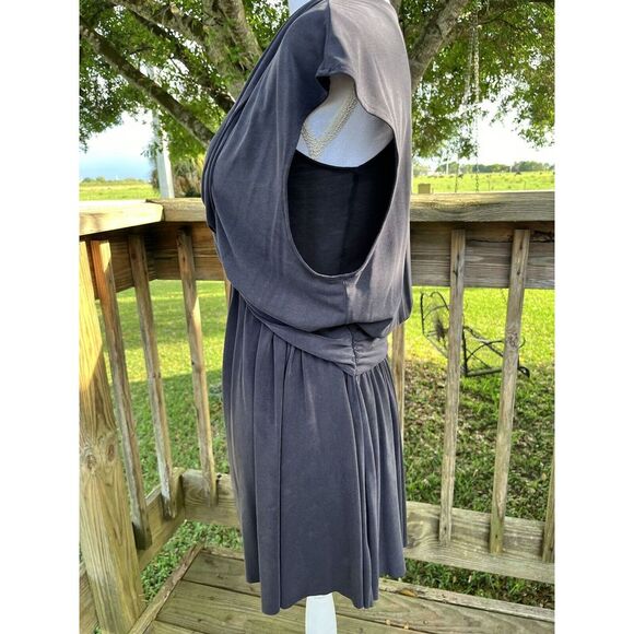 FREE PEOPLE CUPRO CRISS CROSS SOFT BLACK CAP SLEEVE DRESS    Sz S - Picture 2 of 4